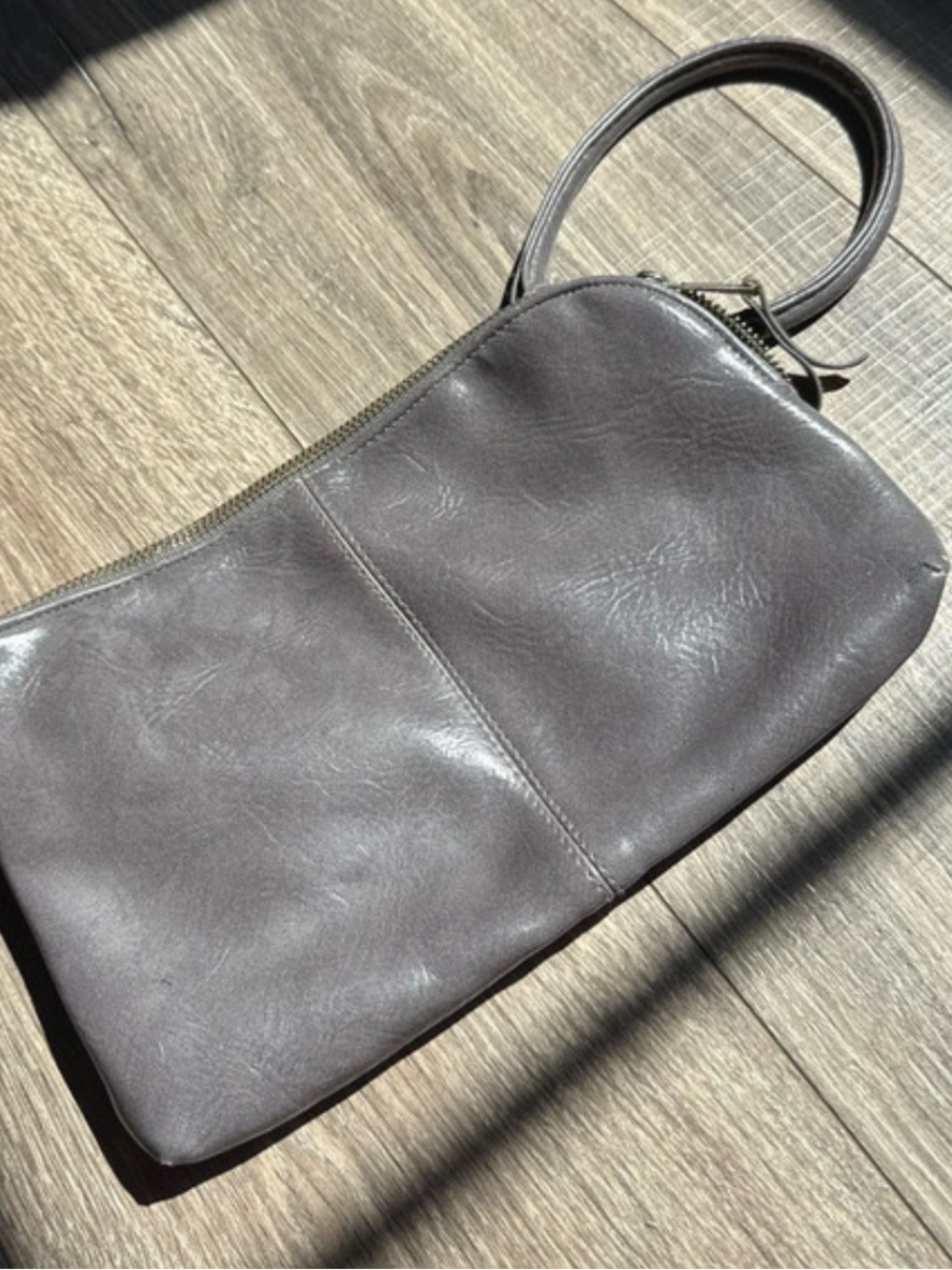 Gray Leather Wristlet Clutch - Sleek Everyday Carry